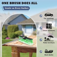 10“ Car Wash Brush Head, Scrub Brush Attachment for Extension Pole, Outdoor
