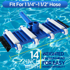 14&Prime; Heavy Duty Pool Vacuum Head with Brushes Weighted Flexible Vacuum Head wi…