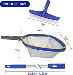 Poolvio Swimming Pool Cleaning Kit, 14 » Brush Head & 50 » Telescopic Aluminum P