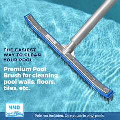 Heavy Duty Pool Brush – 18-Inch Extra-Wide Metal Brush Head with Stainless Steel