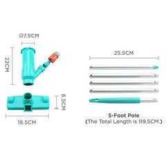 Portable Pool Vacuum Cleaner with Brush & Bag, 56.5&Prime; Pole for Above Ground Pools
