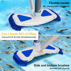 Weighted Pool Vacuum Head with Side Brushes, 13.5&Prime; Deluxe Manual Pool Cleaner He