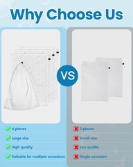 Large Size Pool Vacuum Bag Replacement 4PCS – 24x18in Fine Mesh White