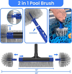 Deluxe Swimming Pool Cleaning Kit Including Skimmer Net, 2-In-1 Pool Brush & Wei