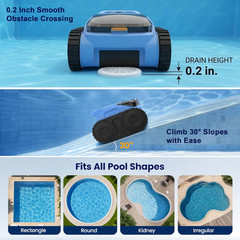 Cordless Robotic Pool Cleaner for Inground Pools, Automatic Pool Vacuum with Wal