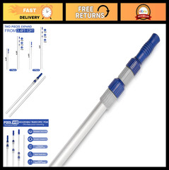 12FT Adjustable Telescopic Pool Cleaning Pole – Aluminum Skimmer Net & Vacuum He