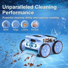 Seauto Robotic Pool Cleaner for Inground Pools Powerful Suction, Wall-Climbing