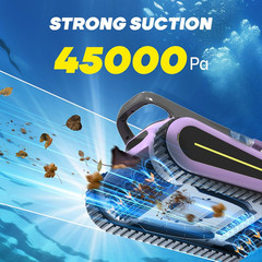 Cordless Robotic Pool Vacuum for Above & In-Ground Pools, 2.5H Run Time