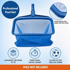 20&Prime; Pool Skimmer Net – Heavy-Capacity Deep Bag Leaf Rake for Inground & Above…