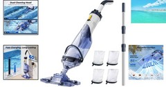 Lightweight Above Ground Pool Vacuum – 60 Min Runtime with Widened Nozzle Design