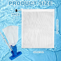 4Pcs Pool Vacuum Replacement Mesh Bag, Pool Leaf Vacuum Net Bag Fine Mesh with L