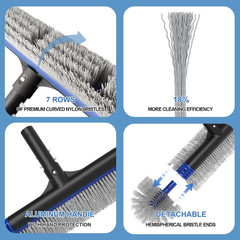 Poolvio 5-In-1 Pool Cleaning Kit – Includes Semi-Deep Skimmer Net, Aluminum Leaf