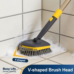 Tub Tile Scrubber Brush 2 in 1 Cleaning Brush Telescopic Pole Stiff Edge Bris…