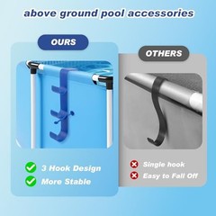 Adjustable 3-Hook Pool Pole Hanger – Above Ground Accessories for Gray