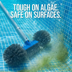 20&Prime; Pool Brush with 9 Ft Aluminum Pole Heavy-Duty Swimming Pool Wall & Floor …