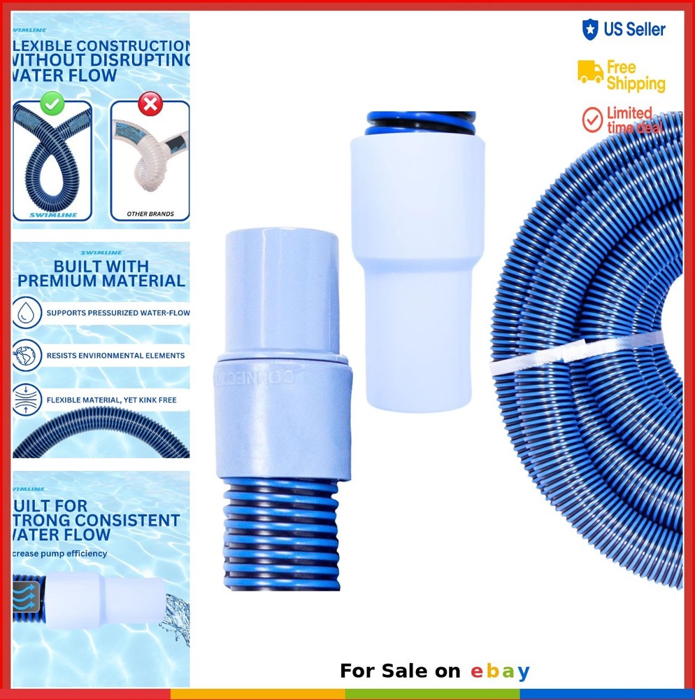 Pool Vacuum Hose 40 Foot Spiral Wound Swivel Cuff Kink Resistant Heavy Duty