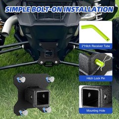 W&JWN 2&Prime; UTV Rear Receiver Hitch Compatible with Polaris RZR XP 1000/XP 4 1000 2
