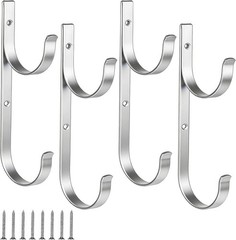 Pool Pole Hanger 4 Pcs Silver Aluminum Pool Hooks Poles Rakes Skimmers Nets