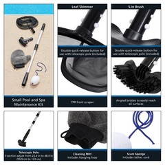 Maintenance Kit Spas Small Pools 5 Piece Cleaning Adjustable Durable Strong New