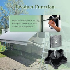 901022 Camper RV Awning Brace Knob with Clamp & Nut Kit, Fit for 2 Pcs
