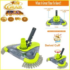 Pool Vacuum Head with Side Brush Rotatable Hose Adapter Weighted Triangular f…