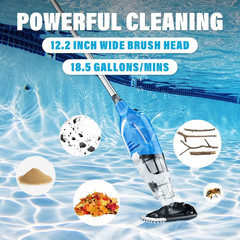 Cordless Pool Vacuum for above Ground Pool, Handheld Rechargeable Pool Cleaner w