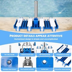 Pool Vacuum Head, Manual Cleaning Vacuum with Wheels 14 » Heavy Duty Handle