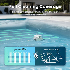 Hydro 4SE Robotic Pool Cleaner, S-Shaped Path/Auto Wall/Waterline Cleaning, 40FT
