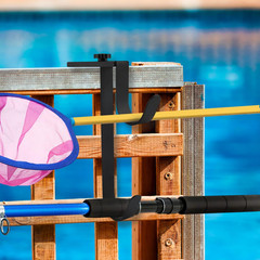 2PCS Double Pool Pole Hanger Hooks, Adjustable Panel Rustproof Fence Hooks Metal