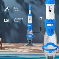 Lightweight Cordless Pool Cleaner with Strong Suction for Leaves and Debris