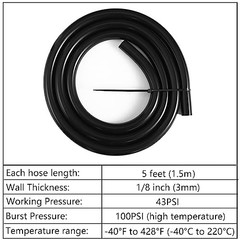1/8&Prime; 5/32&Prime; 3/16&Prime; 1/4&Prime; 5/16&Prime; 3/8&Prime; Silicone Vacuum Hose Automotive, High