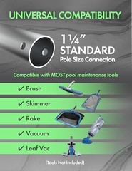 15ft Heavy Duty Telescopic Pool Pole – Adjustable Aluminum, Fits Vacuum & Net, A