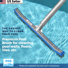 40 Heavy Duty Pool Brush – 18-inch Extra-Wide Metal Head 1-Pack, Gray