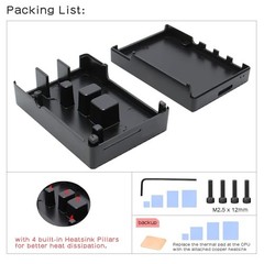for Raspberry Pi 4 Aluminum Case, Heavy Duty Passive Pi4 Heavy-duty Case-Black