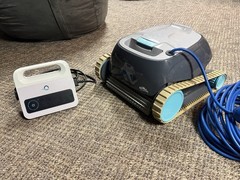 Dolphin Robotic Pool Cleaner Vacuum w/ Power Supply, Power Cord, Gray/Blue/Tan