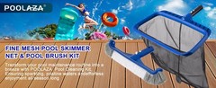 Fine Mesh Pool Skimmer Net & Pool Brush Kit, Durable Pool Cleaning Kit Includes
