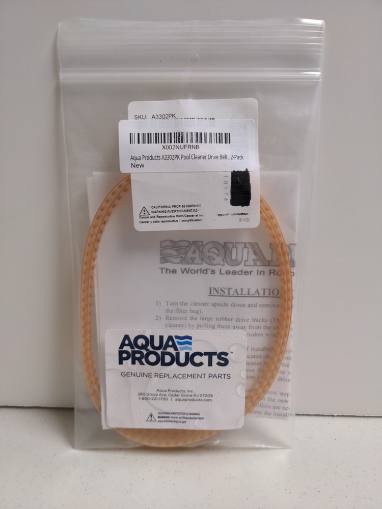 AQUA PRODUCTS Pool Cleaner Drive Belt 2-Pack A3302PK GENUINE REPLACEMENT OEM