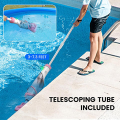 Handheld Pool Vacuum with Telescopic Pole, Rechargeable, 18.5 GPM