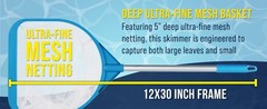 Pool and Spa Skimmer Net with Pole, Long Handheld Ultra-Fine Mesh Pool Skimmer