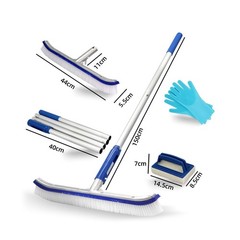 44 Cm Pool Cleaning Brush with Aluminum Rod Set,