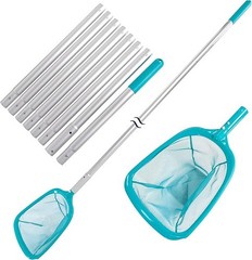 Pool Deep Skimmer Net with 3Ft – 10Ft 1.0Mm Thick Adjustable Aluminum Pole & Fin