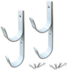 2 PCS Set Wide Pool Pole Hangers Heavy Duty Aluminium Holder Hooks with Screw…