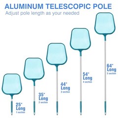 Pool Skimmer – Pool Skimmer Net with 5 Section Pool Skimmer with 5 pole, Teal