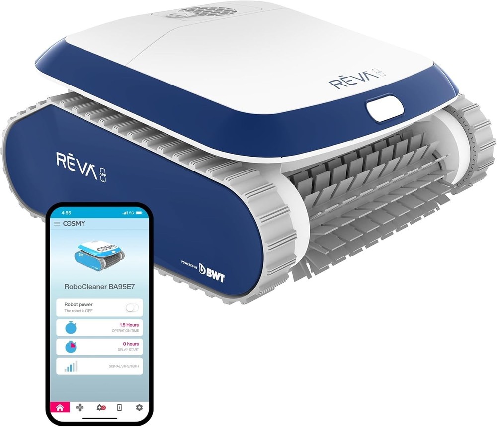 REVA AI Gyroscopic Robotic Pool Vacuum Cleaner, Smartphone APP Control