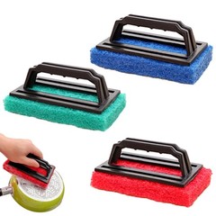 3 Pcs Hand-Held Pool Scrub Brush, Pool Cleaning Scrubbing Sponge Pad, Bathroo…
