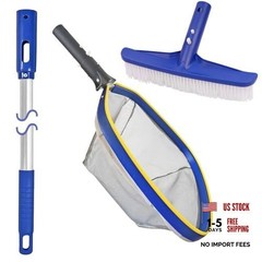 Swimming Pool Cleaning Kit – 14&Prime; Brush Head & 50&Prime; Telescopic Aluminum Pole – 14&Prime;
