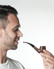 Joyoldelf Tobacco Pipe Set, Short Handle Curved Smoking with brown