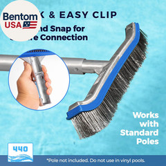 Heavy Duty Pool Brush – 18-Inch Extra-Wide Metal Brush Head with Stainless Steel