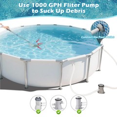 Handheld Pool Vacuum for Above-Ground Pools, Telescopic Pole & 13ft Hose, Cleane
