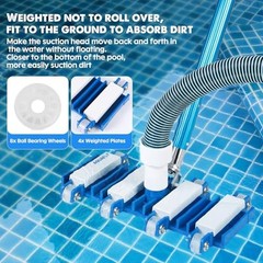 Pool Vacuum Head, Manual Cleaning Vacuum with Wheels 14 » Heavy Duty Handle